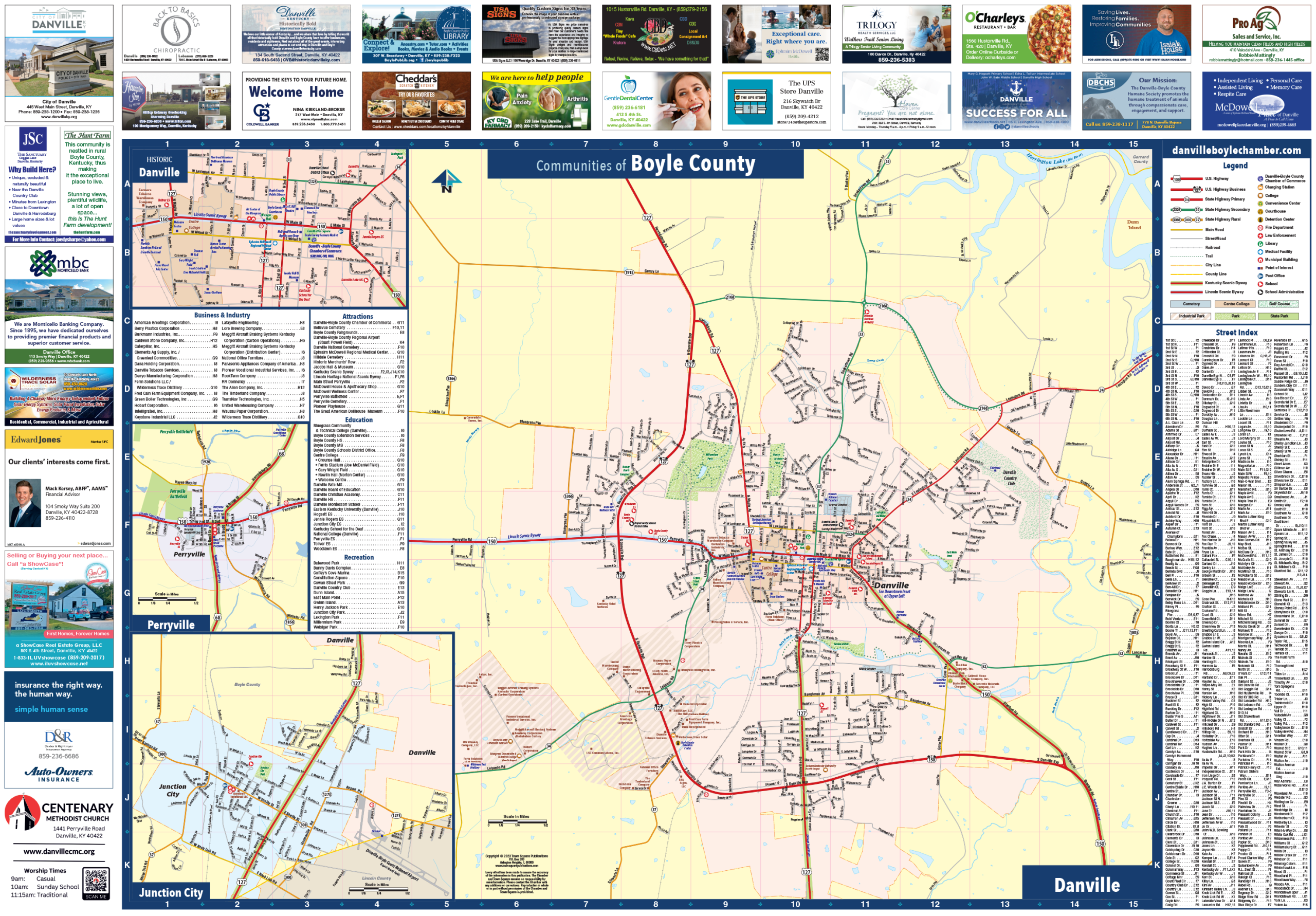 Danville Boyle County KY-Map-Side